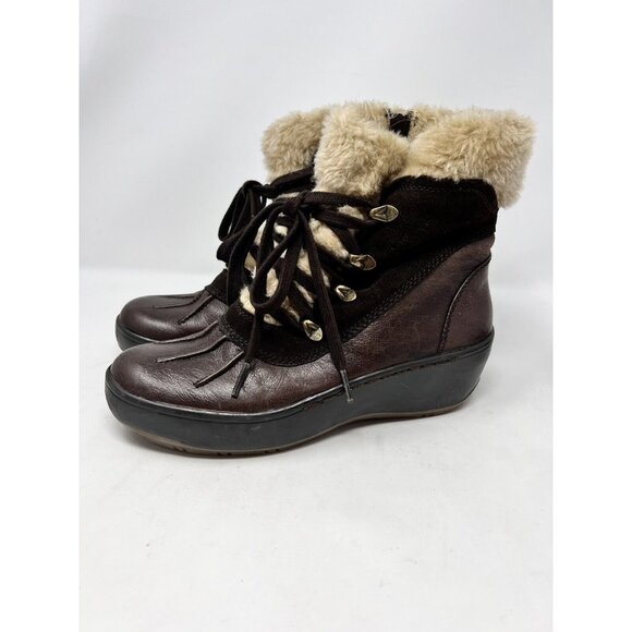Bare Trap Boots‎ Womens 8.5M Fierce Brown Leather Zip Faux Fur Lining Stay Dry - Picture 5 of 8